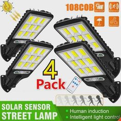 New 1pc Outdoor Solar Street Light, Human Sensor Yard Lamp with Remote Control, IP44 LED Wall Lamp for Courtyard