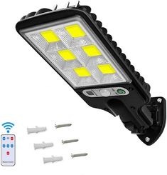 New 1pc Outdoor Solar Street Light, Human Sensor Yard Lamp with Remote Control, IP44 LED Wall Lamp for Courtyard