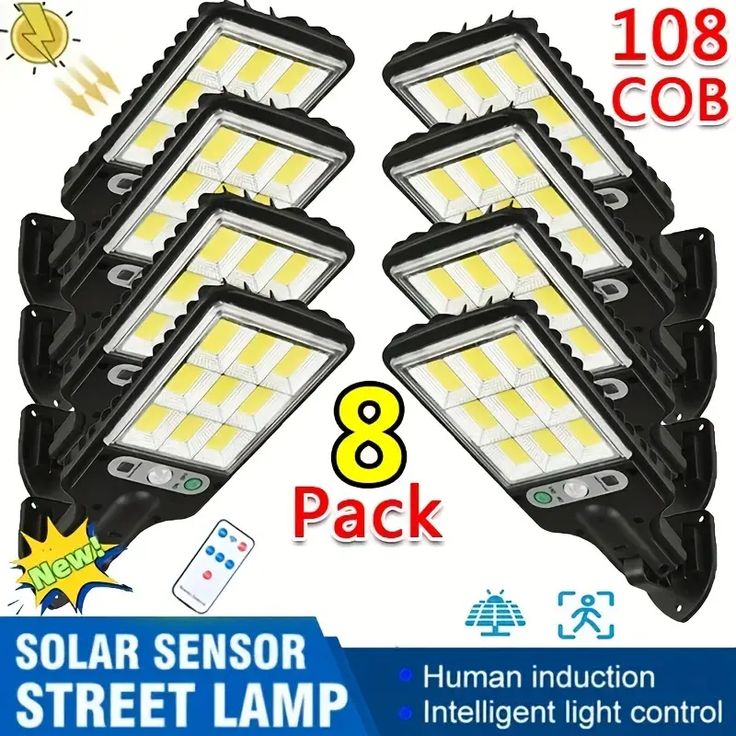 New 1pc Outdoor Solar Street Light, Human Sensor Yard Lamp with Remote Control, IP44 LED Wall Lamp for Courtyard