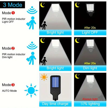 New 1pc Outdoor Solar Street Light, Human Sensor Yard Lamp with Remote Control, IP44 LED Wall Lamp for Courtyard